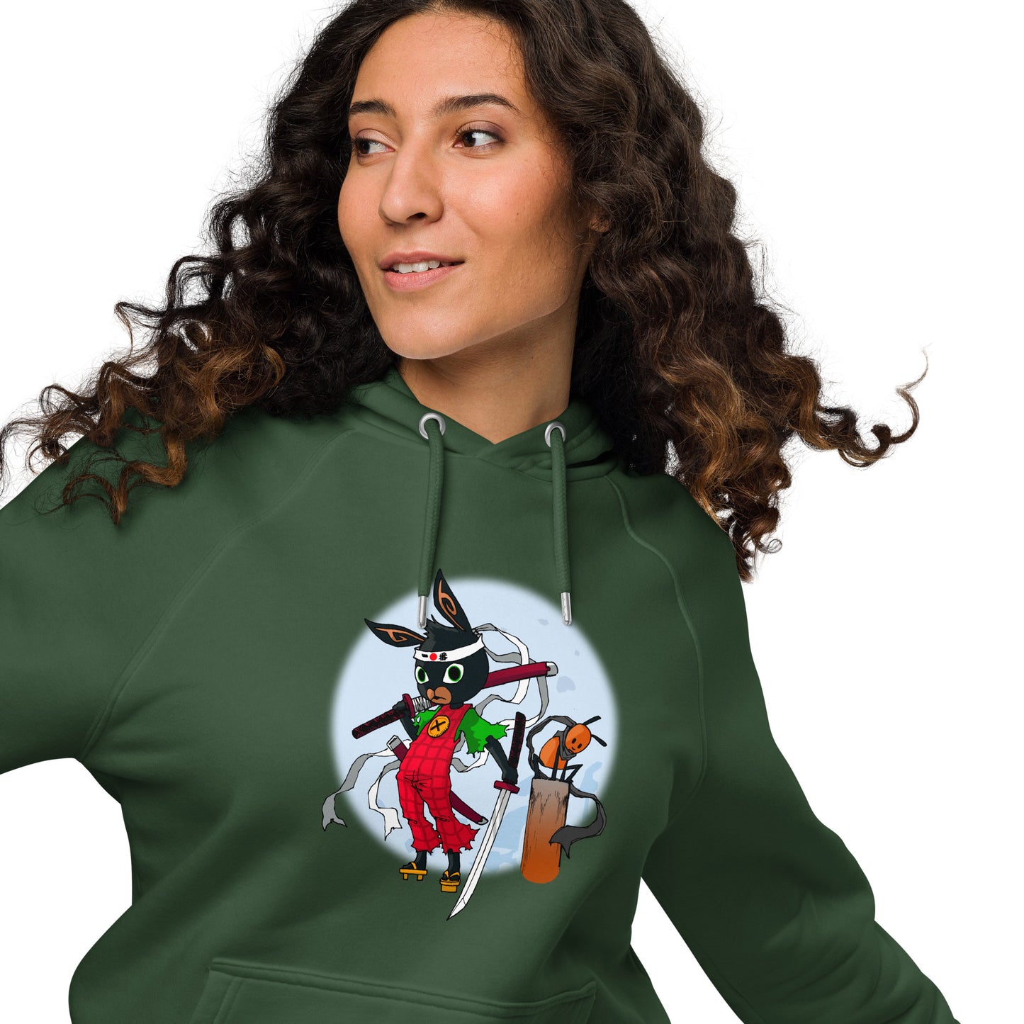 Bing Samurai and Flop Unisex eco raglan hoodie