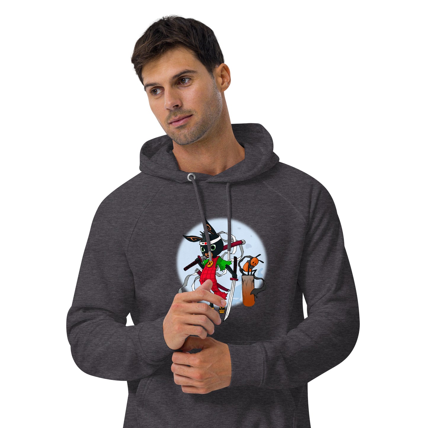 Bing Samurai and Flop Unisex eco raglan hoodie